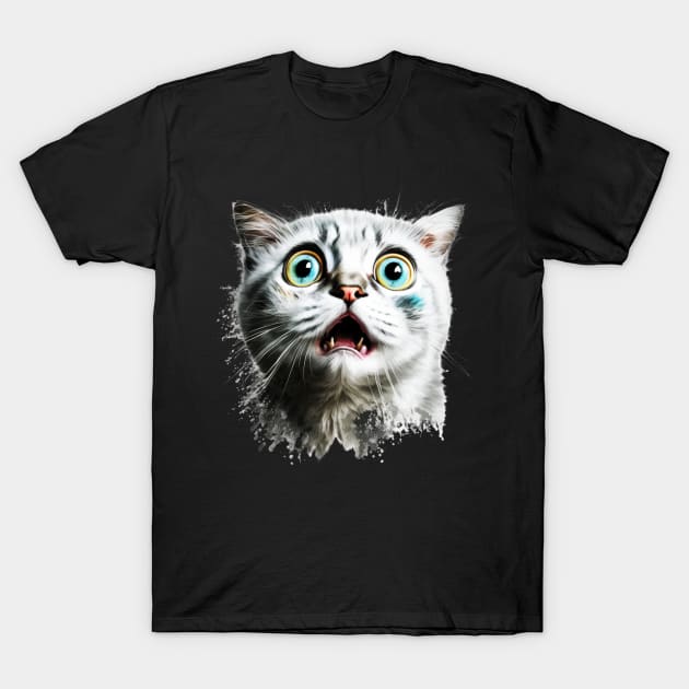 Funny Scared Cat Face, Cat Lover, Scaredy Cat T-Shirt by dukito